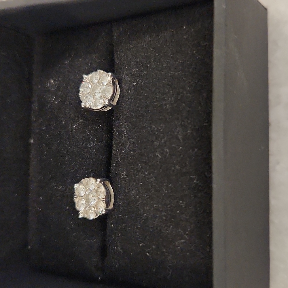 Sterling Silver Diamond Earings View 2
